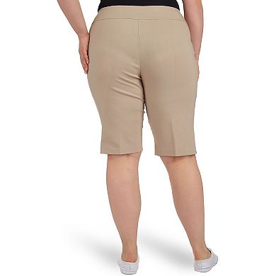 Hearts Of Palm Plus Size Essentials Solid Color Tech Stretch Skimmer With Elastic Waistband