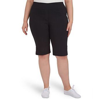 Hearts Of Palm Plus Size Essentials Solid Color Tech Stretch Skimmer With Elastic Waistband