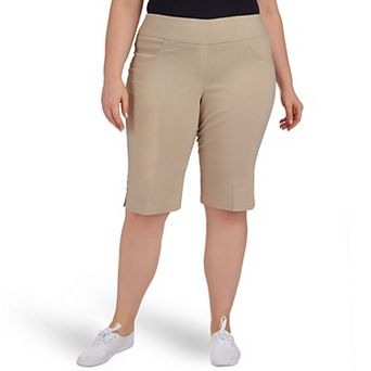 Hearts Of Palm Plus Size Essentials Solid Color Tech Stretch Skimmer With Elastic Waistband