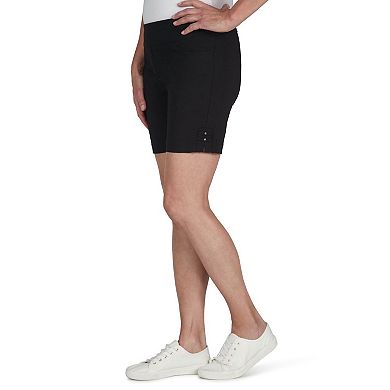 Hearts Of Palm Petite Essentials Solid Color Tech Stretch Short With All Around Elastic Waistband