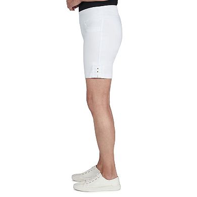 Hearts Of Palm Petite Essentials Solid Color Tech Stretch Short With All Around Elastic Waistband