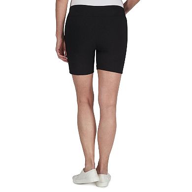 Hearts Of Palm Petite Essentials Solid Color Tech Stretch Short With All Around Elastic Waistband