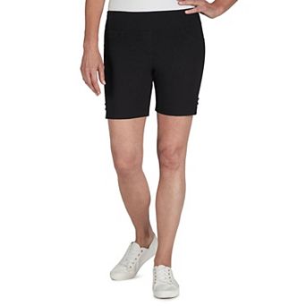 Hearts Of Palm Petite Essentials Solid Color Tech Stretch Short With All Around Elastic Waistband