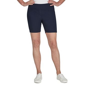 Hearts Of Palm Petite Essentials Solid Color Tech Stretch Short With All Around Elastic Waistband