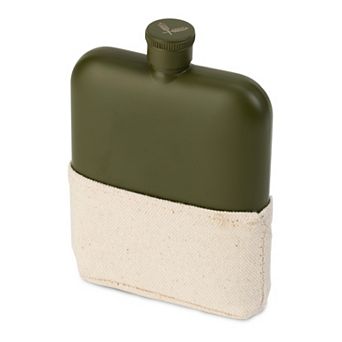 Foster & Rye Army Green 6-oz. Stainless Steel Flask with Canvas Pouch