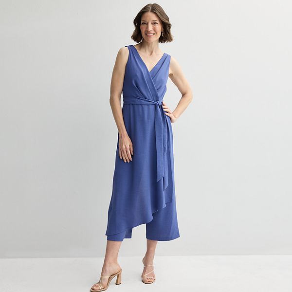 Women's Studio Connection Wrap Top Belted Overlay Jumpsuit