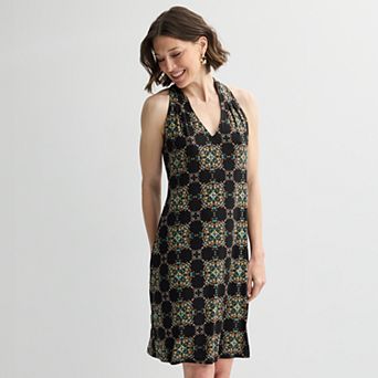 Women's Studio Connection Printed Ity V-Neck Dress