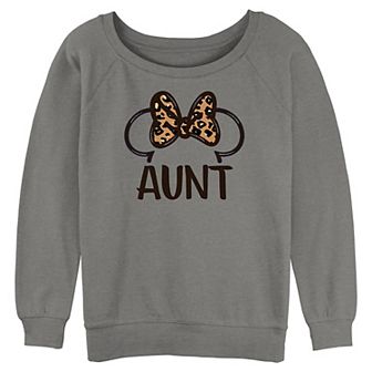 Disney's Minnie Mouse Aunt Ears Leopard Bow Women's Graphic Pullover