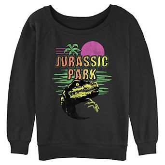 Juniors' Jurassic Park Neon Raptor Graphic Pullover