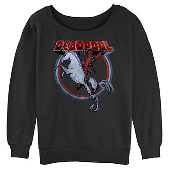 Juniors' Marvel Deadpool Unicorn Ride Graphic Pullover