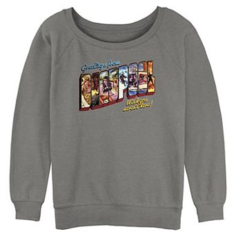 Juniors' Marvel Deadpool Greetings From Deadpool Graphic Pullover