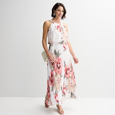 Women's Robbie Bee Halter Pleated Skirt Maxi Dress