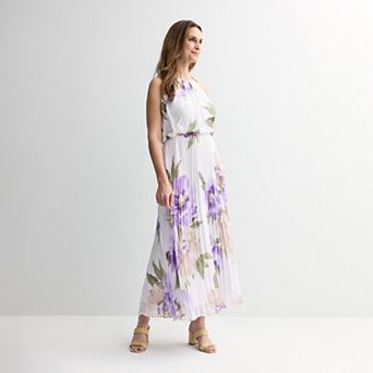 Women's Robbie Bee Halter Pleated Skirt Maxi Dress