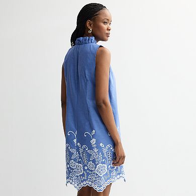 Women's Robbie Bee Ruffle Neck A-Line Dress