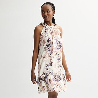 Women's Robbie Bee Printed Halter Tiered Ruffle Dress