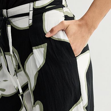 Women's Nine West Tie Waist Wide Crop Pants