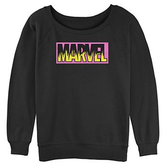 Juniors' Marvel Neon Logo Graphic Pullover
