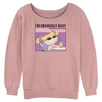Juniors' Nickelodeon Rugrats Angelica I'm Obviously Busy Graphic Pullover