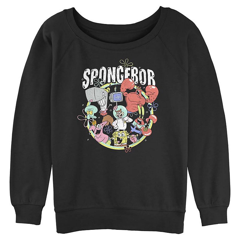Juniors' Nickelodeon SpongeBob SquarePants Bikini Group Graphic Pullover, Girl's, Size: Small, Black