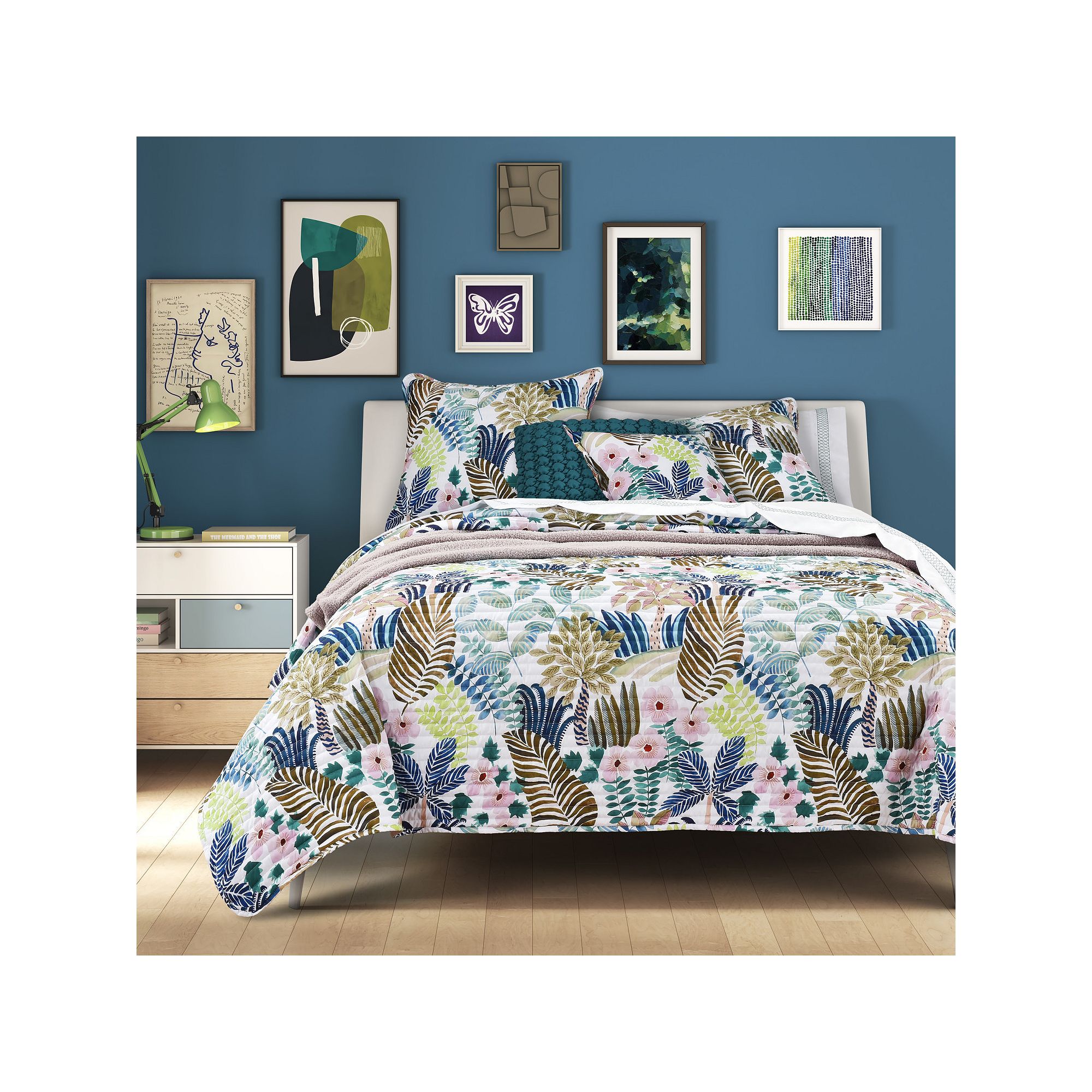Five Queens Court Rockaway Quilt Set or Euro Sham, Blue