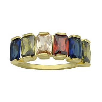 City Luxe Gold Tone Multi-Color Crystal & Cubic Zirconia Ring