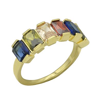 City Luxe Gold Tone Multi-Color Crystal & Cubic Zirconia Ring