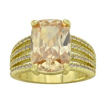 City Luxe Gold Tone Champagne Cubic Zirconia Ring