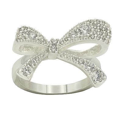 City Luxe Silver Tone Cubic Zirconia Bow Ring