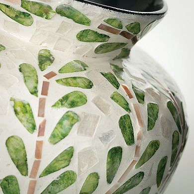 Haven Living 9" Green Leaf Pattern Bouquet Vase