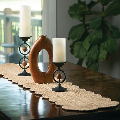 Haven Living 2 pc Hollow Mango Wood Vase Set