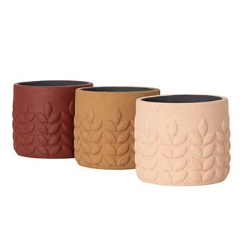Haven Living 3 pc Modern Leaf Desert Toned Pot Table Decor Set