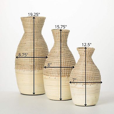 Haven Living 3-pc. Natural Woven Vase Table Decor Set