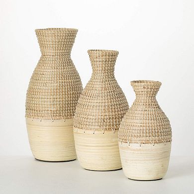 Haven Living 3-pc. Natural Woven Vase Table Decor Set