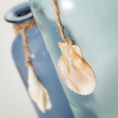 Haven Living 2 pc Glass Vase with Seashell Set