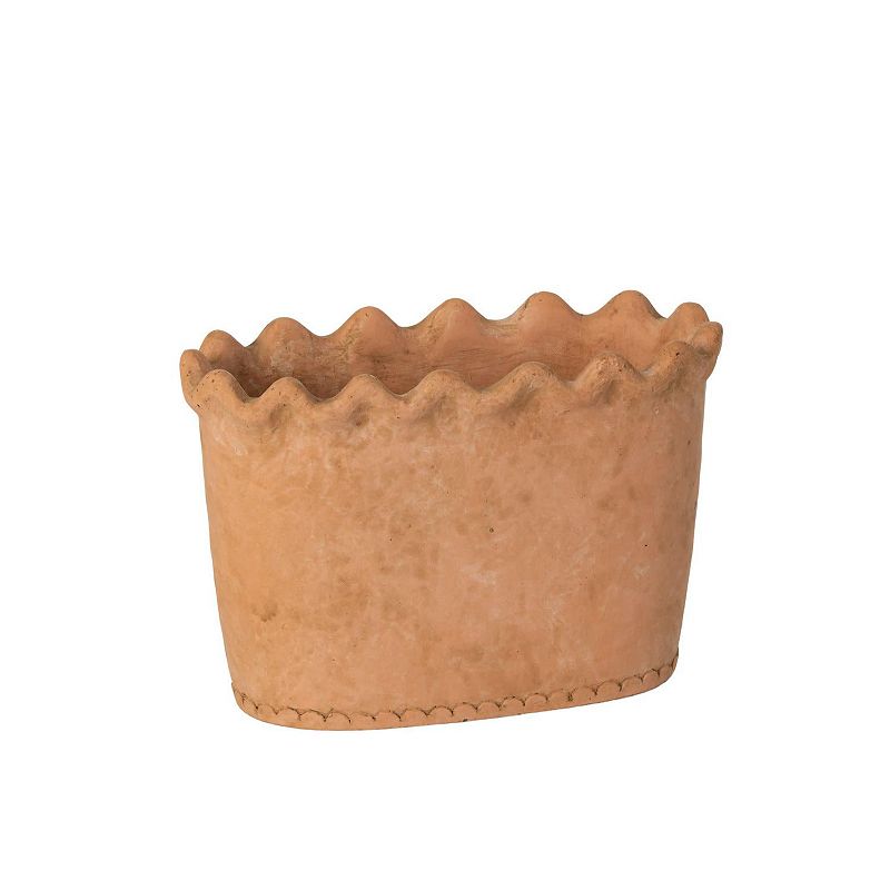 Sullivans Scalloped Edge Dish Garden Ceramic Planter 6.5 H Brown