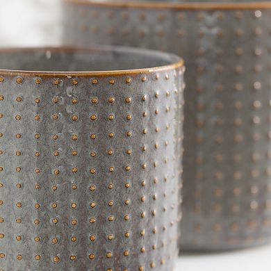 Haven Living Set of 2 Small Ceramic Planters 6" & 5" Blue