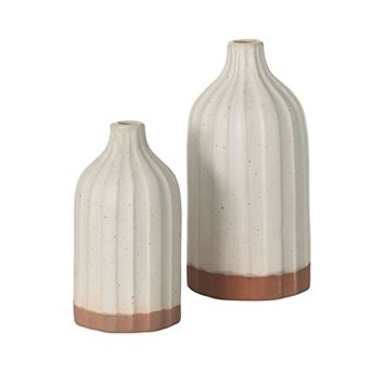 Haven Living 2 pc Ribbed Ceramic Vase Set
