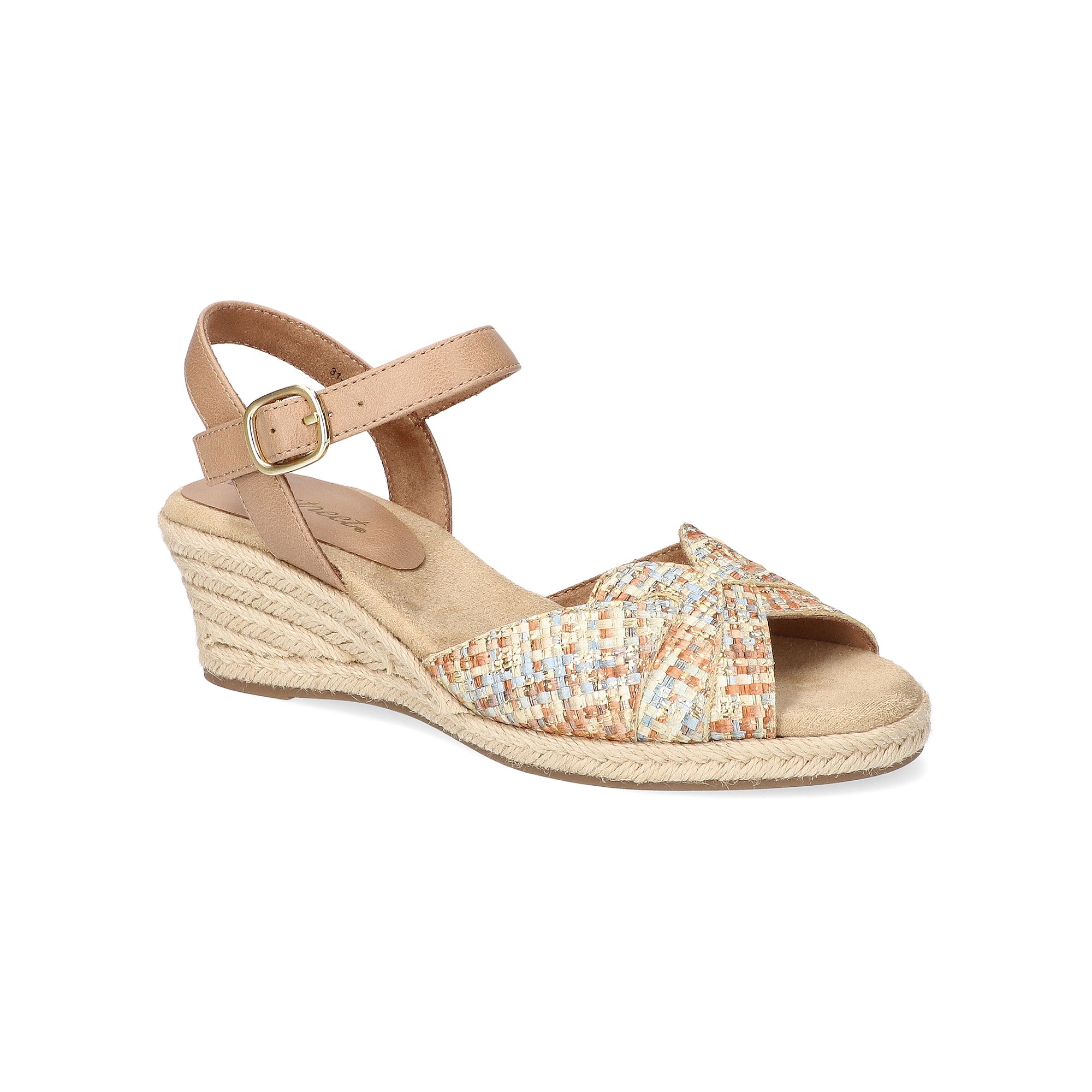 Easy Street Miramar Womens Espadrille Wedge Sandals, Size: 6 XW, Pastel Te