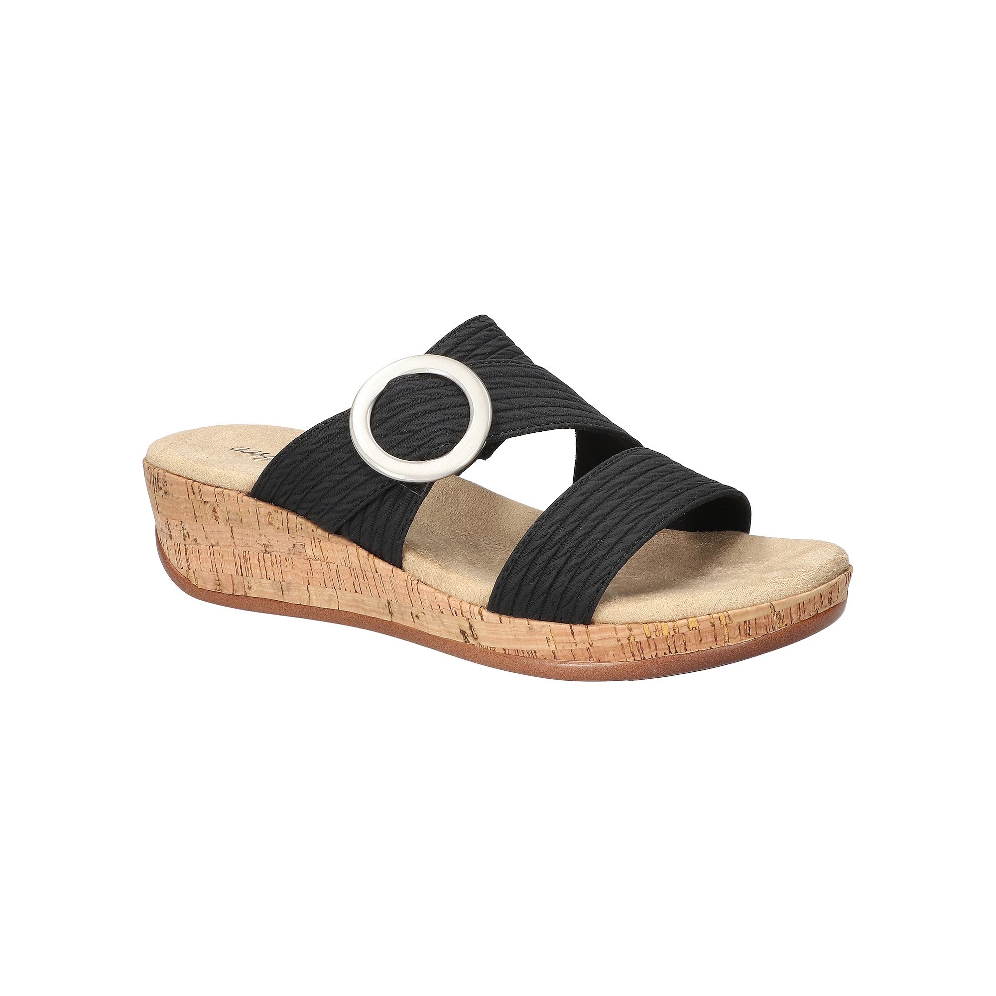Easy Street Mina Womens Slide Wedge Sandals, Size: 6, Black Wave