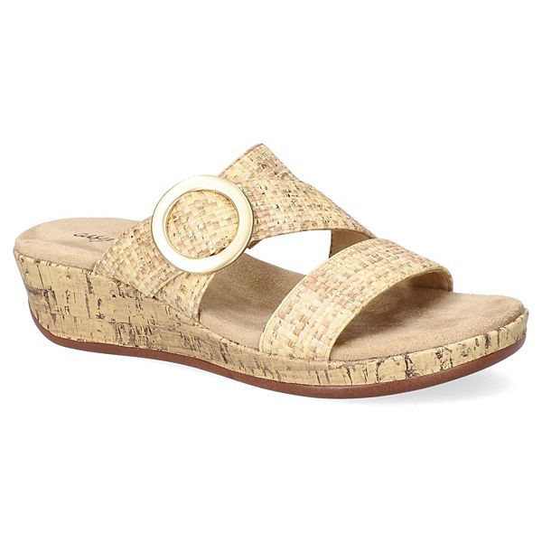 Easy Street Mina Women's Slide Wedge Sandals - Metallic Woven Ombre (9.5 WIDE)