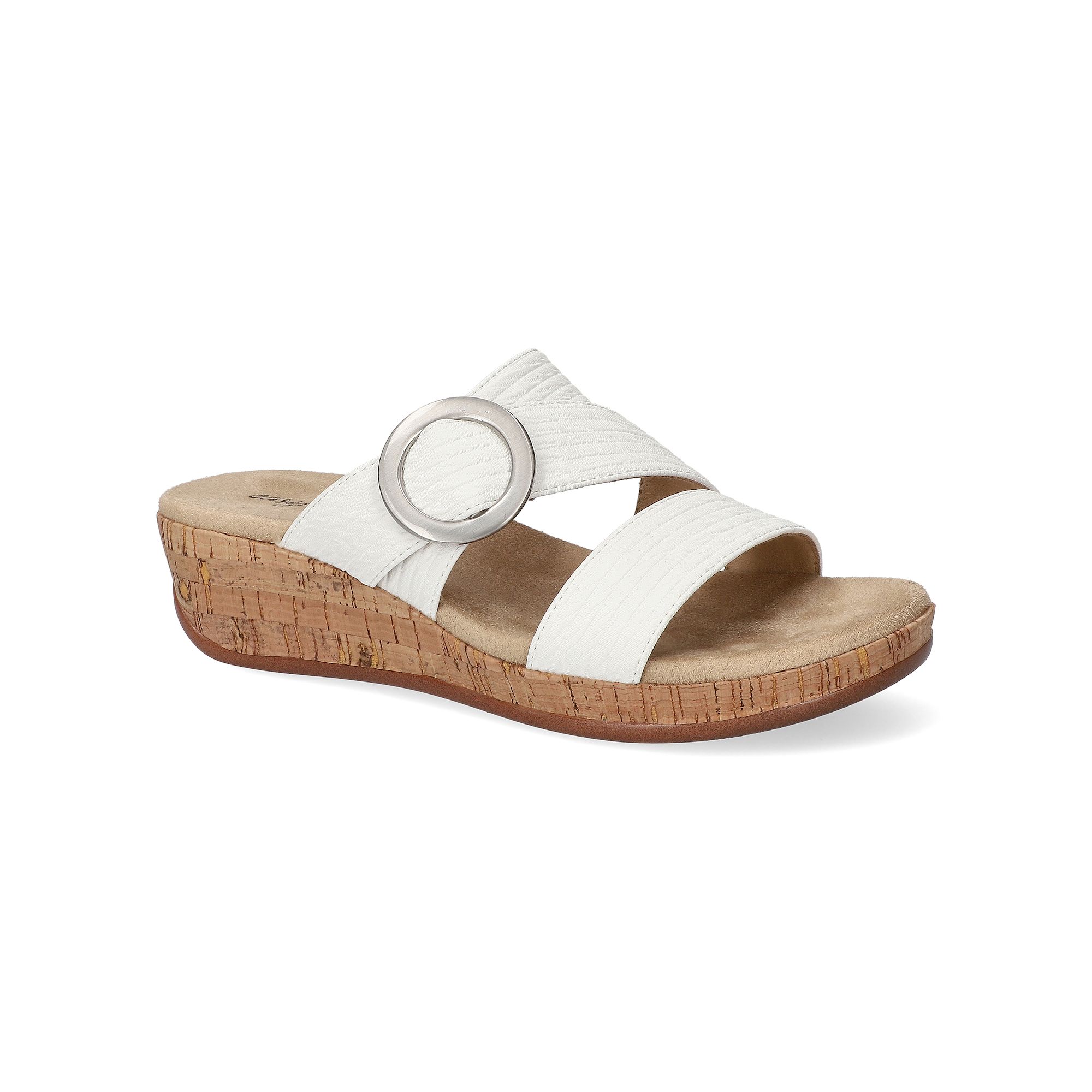 Easy Street Mina Womens Slide Wedge Sandals, Size: 7 Wide, White Wave