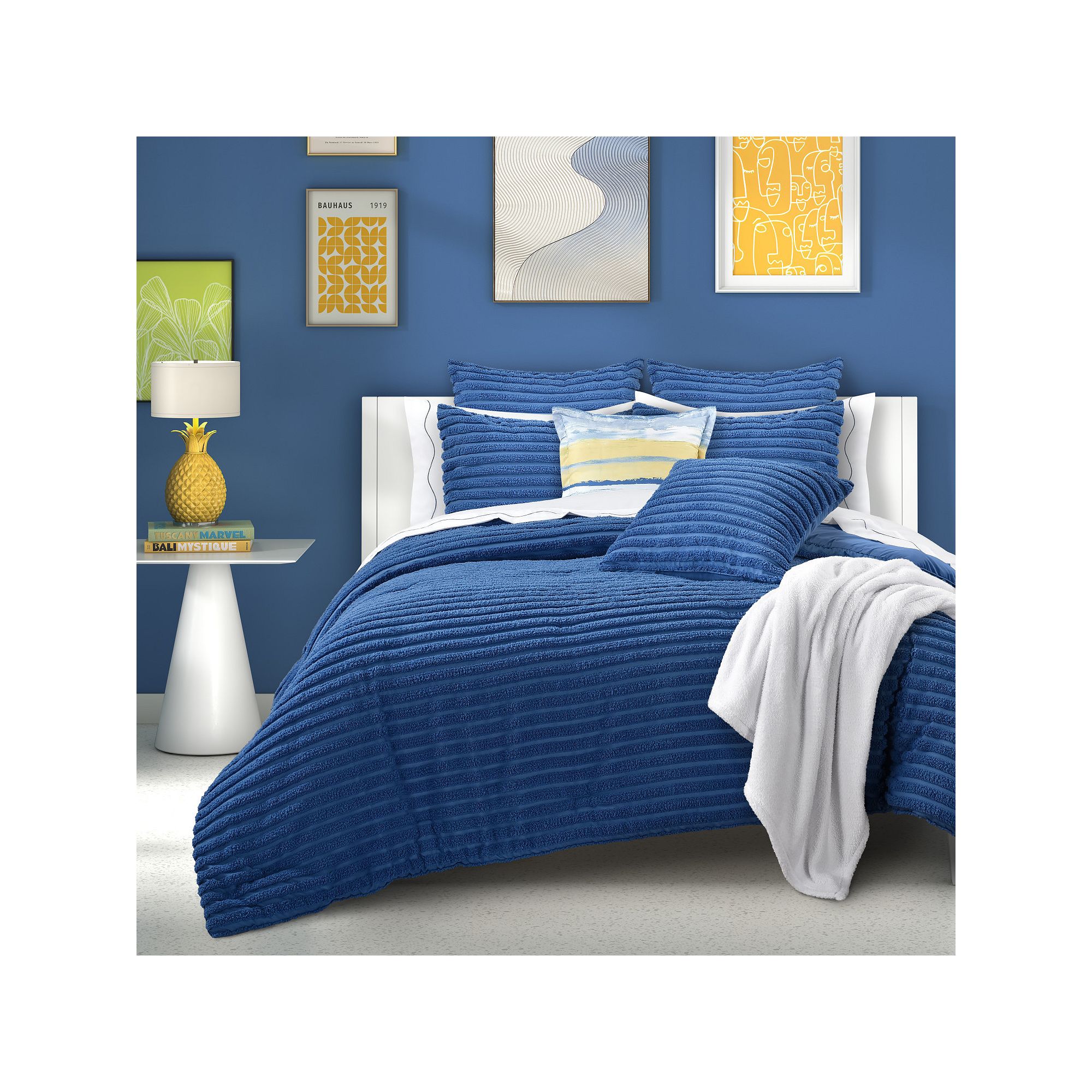 Five Queens Court Darcy Comforter Set or Euro Sham, Blue