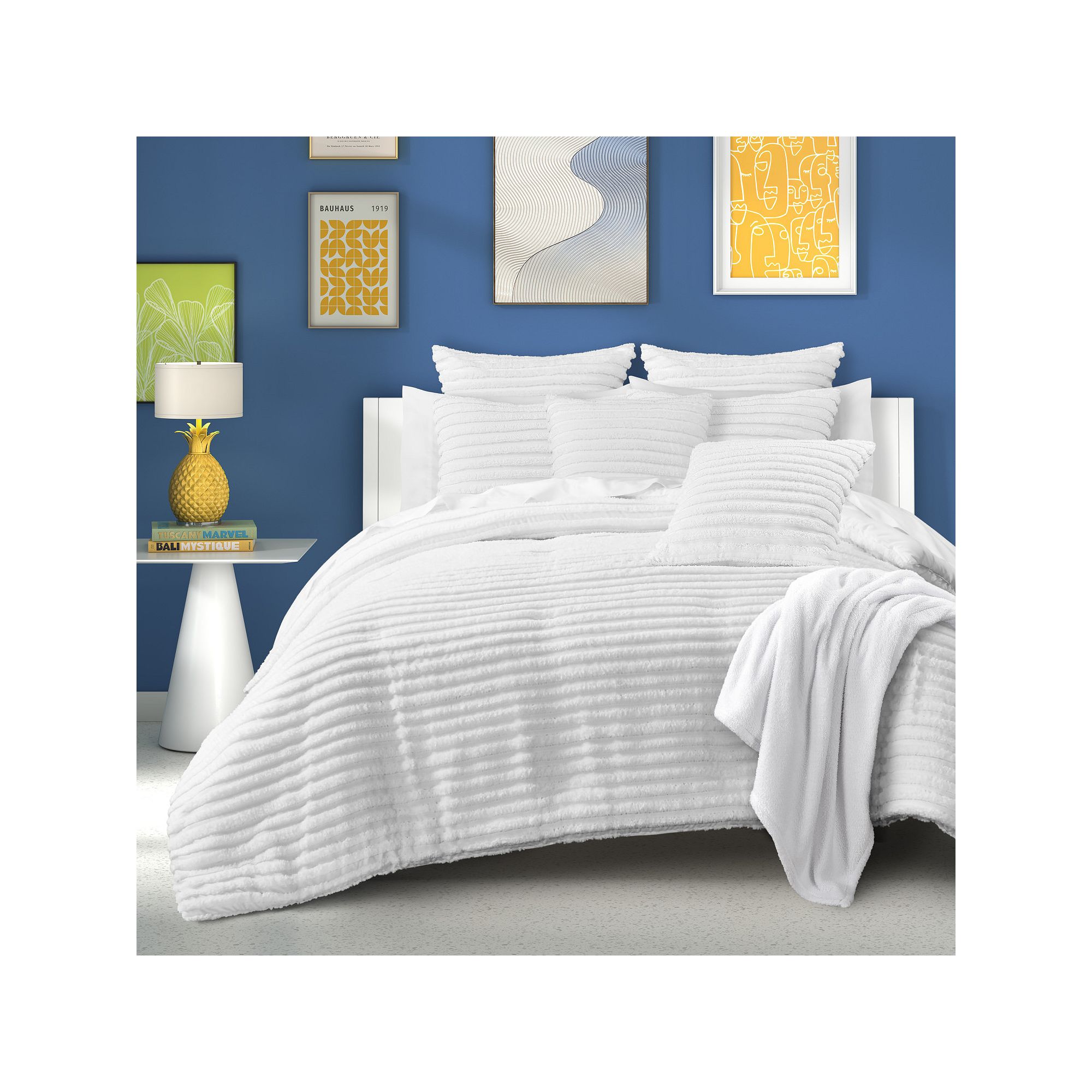 Five Queens Court Darcy Comforter Set or Euro Sham, White
