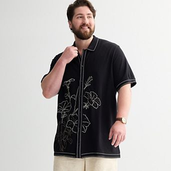 Big & Tall Apt. 9® Embroidered Full Button Knit Polo Shirt