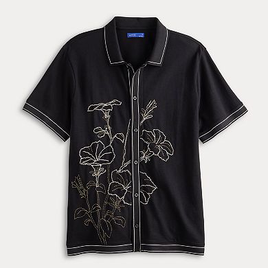 Big & Tall Apt. 9 Embroidered Full Button Knit Polo Shirt