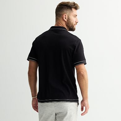Big & Tall Apt. 9 Embroidered Full Button Knit Polo Shirt
