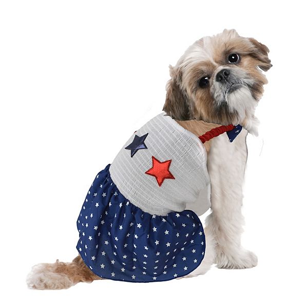 Woof Stars X-Large Smocked Dog Dress - Multi (SMALL)