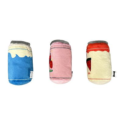Woof 3-Pack Crinkle Soda Plush Dog Toy