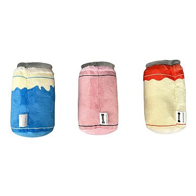 Woof 3-Pack Crinkle Soda Plush Dog Toy