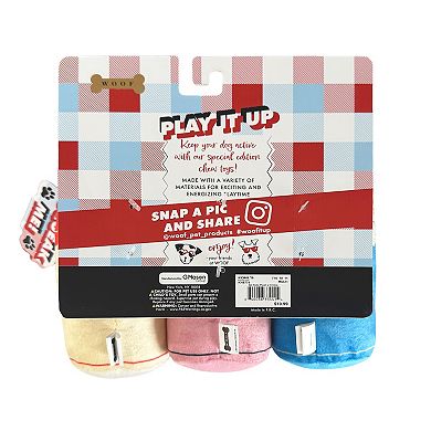 Woof 3-Pack Crinkle Soda Plush Dog Toy